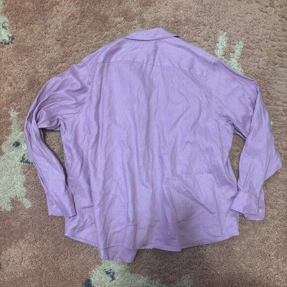 VTG Lauren Ralph Lauren RLL Embroidered 100% Linen Purple Button Up Shirt Sz 2X - Picture 4 of 6